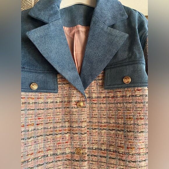 Peekskill Women's denim and tweed-type jacket with gold buttons - Picture 11 of 16